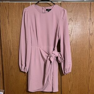 Chic Mauve Long Sleeve Dress with Bow
